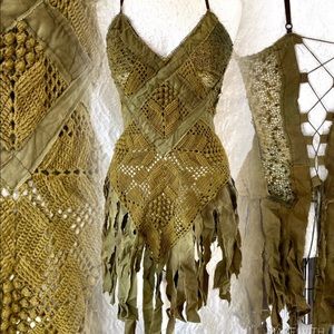 Boho Top RAW RAGS handmade up-cycled antique vintage laces, size M